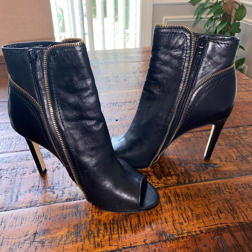 Vince Camuto Black Peep-Toe Heeled Boots